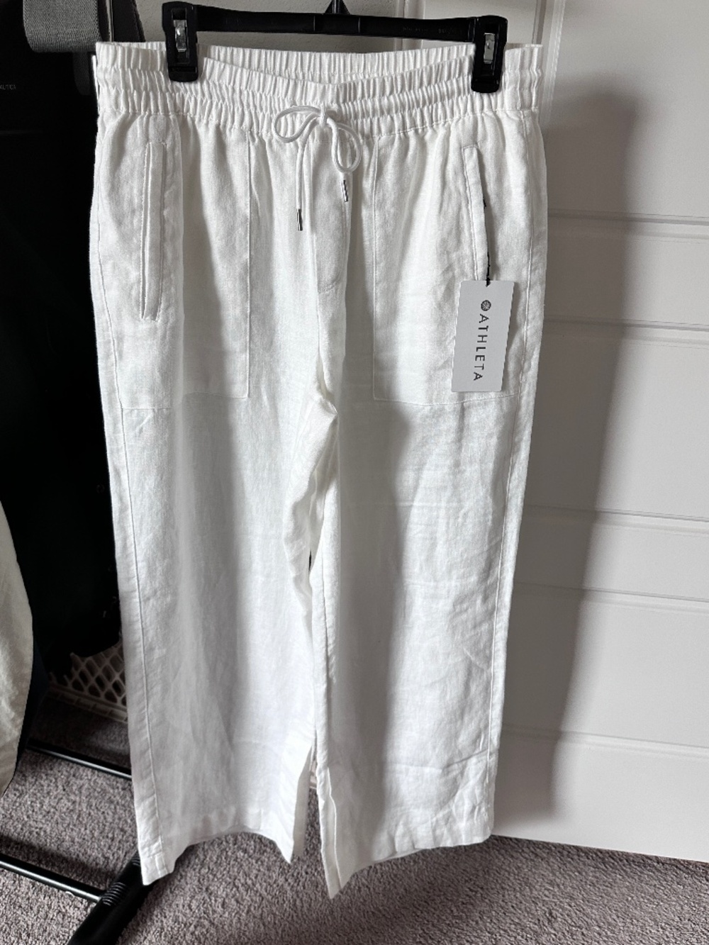 NWT- Athleta Retreat Linen High Rise Wide Leg Pant -White